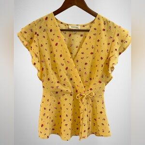 MONTEAU • Yellow Dress with Red Floral Pattern